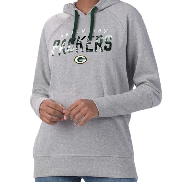 NFL, GREEN BAY PACKERS WOMEN'S GREY HOODED SWEATSHIRT, NWT, Medium - Picture 12 of 13